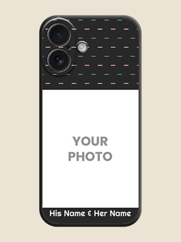 Custom Line Pattern Design with Text On Space Black Custom Soft Matte Mobile Back Cover - iPhone 16 - alternate view