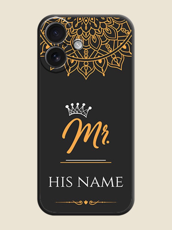 Custom Mr Name with Floral Design On Space Black Custom Soft Matte Mobile Back Cover - iPhone 16 - alternate view