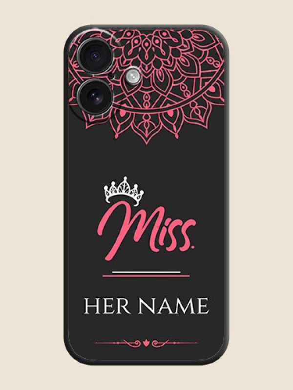 Custom Mrs Name with Floral Design On Space Black Custom Soft Matte Mobile Back Cover - iPhone 16 - alternate view