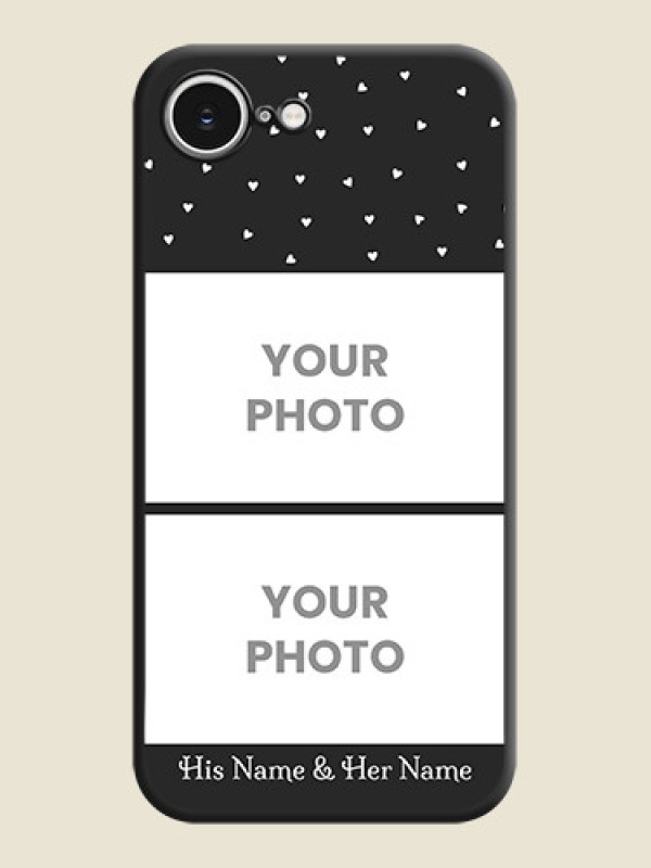 Custom Miniature Love Symbols with Name On Space Black Custom Soft Matte Mobile Back Cover - iPhone 16e - alternate view