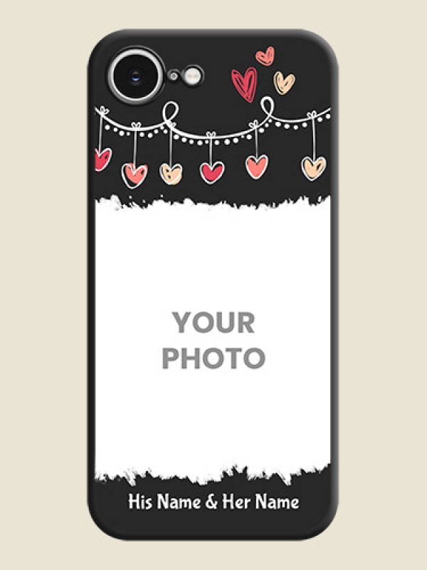 Custom Pink Love Hangings with Name On Space Black Custom Soft Matte Mobile Back Cover - iPhone 16e - alternate view