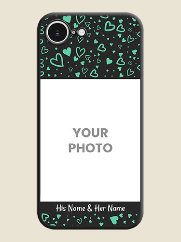 Custom Sea Green Indefinite Love Pattern on Photo On Space Black Custom Soft Matte Mobile Back Cover - iPhone 16e - alternate view