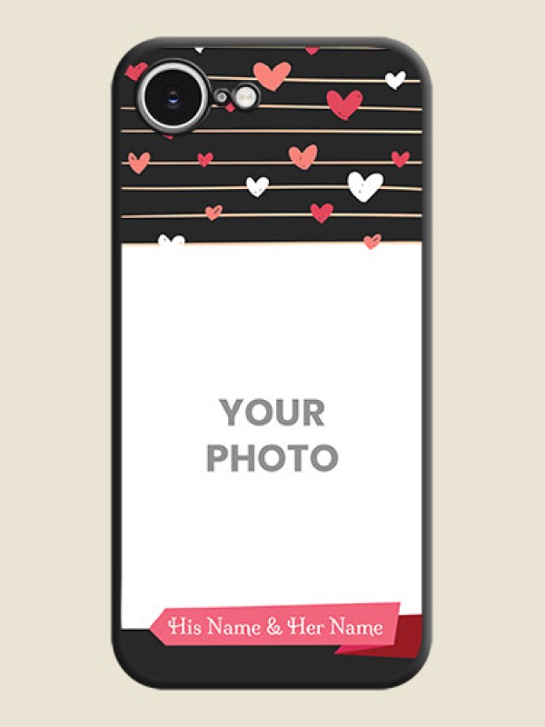 Custom Love Pattern with Name on Pink Ribbon on Photo On Space Black Custom Soft Matte Mobile Back Cover - iPhone 16e - alternate view