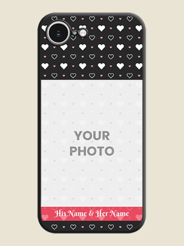 Custom White Color Love Symbols with Text Design on Photo On Space Black Custom Soft Matte Mobile Back Cover - iPhone 16e - alternate view