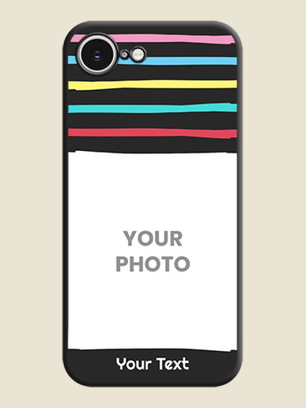 Custom Multicolor Lines with Image On Space Black Custom Soft Matte Mobile Back Cover - iPhone 16e - alternate view