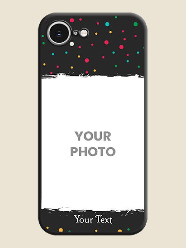 Custom Multicolor Dotted Pattern with Text On Space Black Custom Soft Matte Mobile Back Cover - iPhone 16e - alternate view