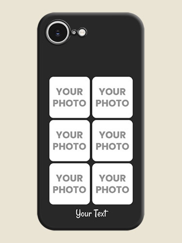 Custom Floral Art with 6 Image Holder on Photo On Space Black Custom Soft Matte Mobile Back Cover - iPhone 16e - alternate view
