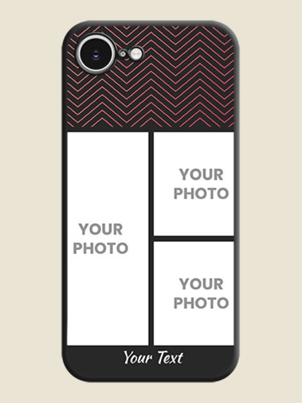 Custom Wave Pattern with 3 Image Holder On Space Black Custom Soft Matte Mobile Back Cover - iPhone 16e - alternate view