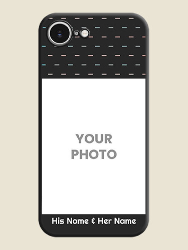 Custom Line Pattern Design with Text On Space Black Custom Soft Matte Mobile Back Cover - iPhone 16e - alternate view