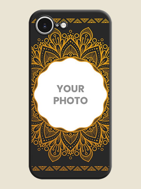 Custom Round Image with Floral Design On Space Black Custom Soft Matte Mobile Back Cover - iPhone 16e - alternate view
