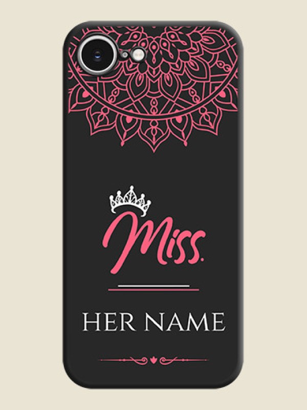 Custom Mrs Name with Floral Design On Space Black Custom Soft Matte Mobile Back Cover - iPhone 16e - alternate view