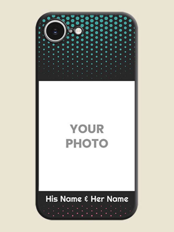 Custom Faded Dots with Grunge Photo Frame and Text On Space Black Custom Soft Matte Mobile Back Cover - iPhone 16e - alternate view