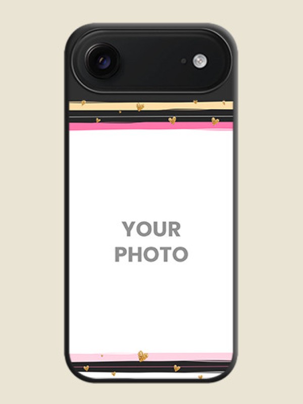 Custom Multicolor Lines and Golden Love Symbols Design on Photo On Space Black Custom Soft Matte Mobile Back Cover - Apple iPhone 17 Air - alternate view