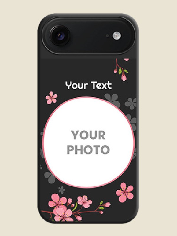 Custom Round Image with Pink Color Floral Design on Photo On Space Black Custom Soft Matte Mobile Back Cover - Apple iPhone 17 Air - alternate view