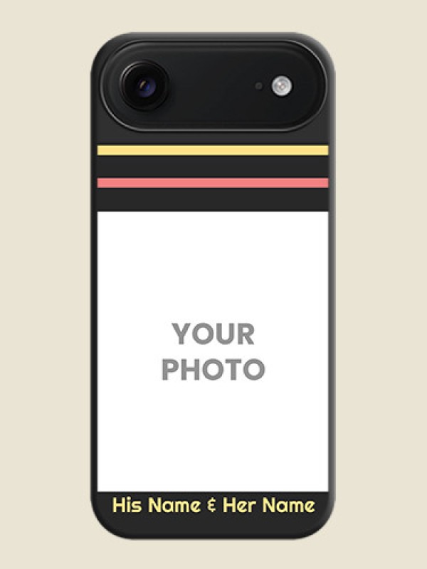Custom Color Stripes with Photo and Text on Photo On Space Black Custom Soft Matte Mobile Back Cover - Apple iPhone 17 Air - alternate view