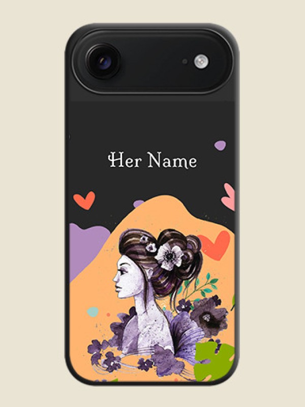 Custom Namecase For Her With Fancy Lady Image On Space Black Custom Soft Matte Mobile Back Cover - Apple iPhone 17 Air - alternate view