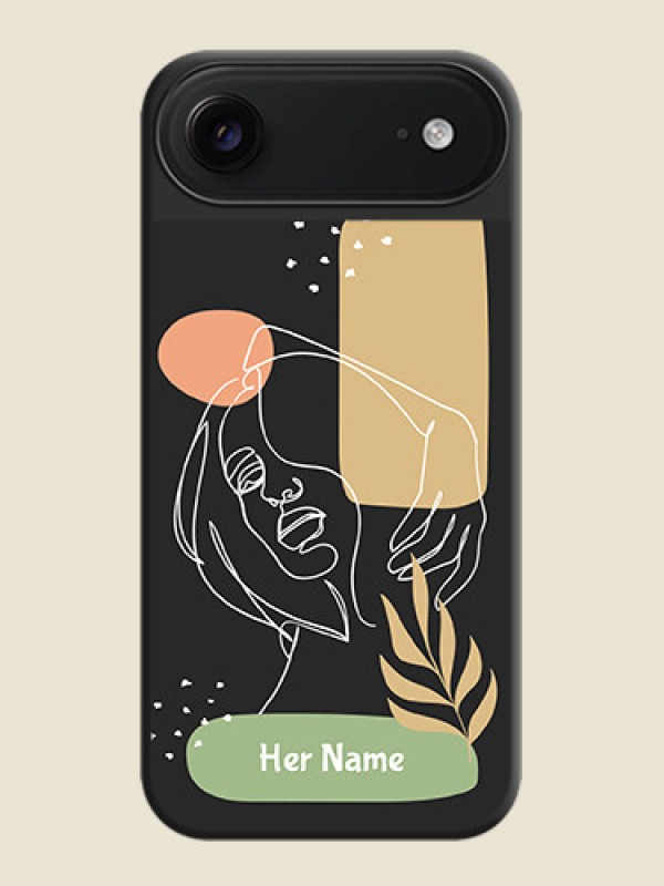 Custom Custom Text With Line Art Of Women & Leaves Design On Space Black Custom Soft Matte Mobile Back Cover - Apple iPhone 17 Air - alternate view