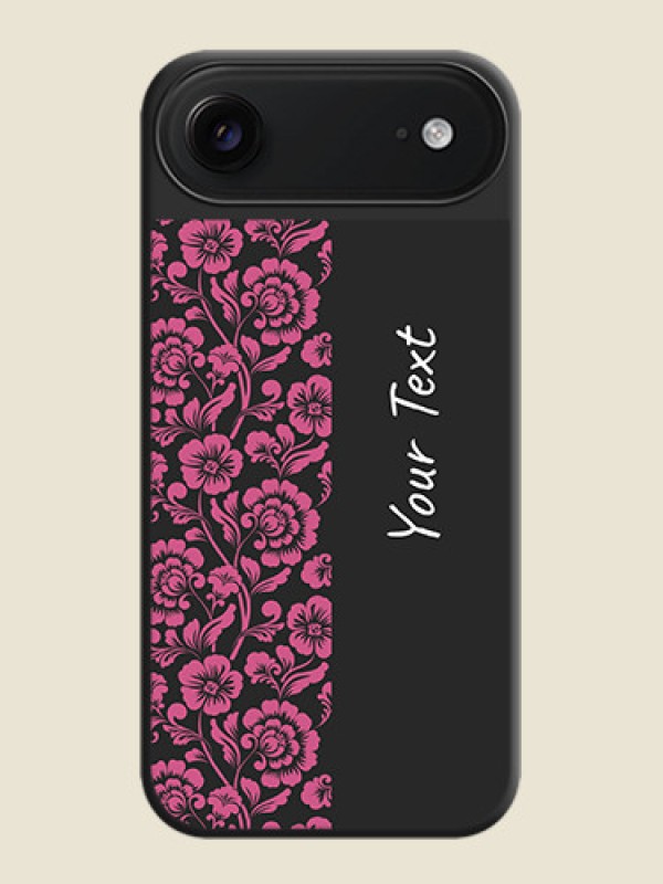 Custom Pink Floral Pattern Design With Custom Text On Space Black Custom Soft Matte Mobile Back Cover - Apple iPhone 17 Air - alternate view