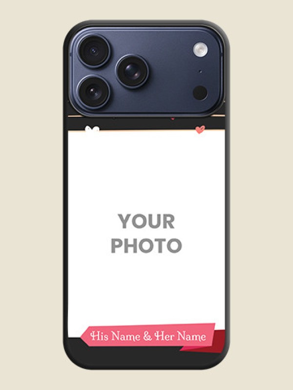 Custom Love Pattern with Name on Pink Ribbon on Photo On Space Black Custom Soft Matte Mobile Back Cover - Apple iPhone 17 Pro Max - alternate view