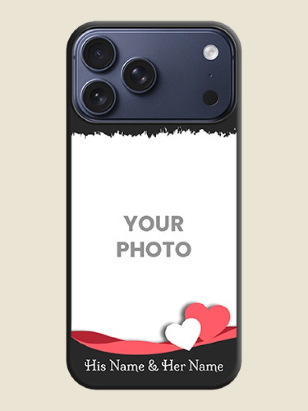 Custom Pin Color Love Shaped Ribbon Design with Text On Space Black Custom Soft Matte Mobile Back Cover - Apple iPhone 17 Pro Max - alternate view