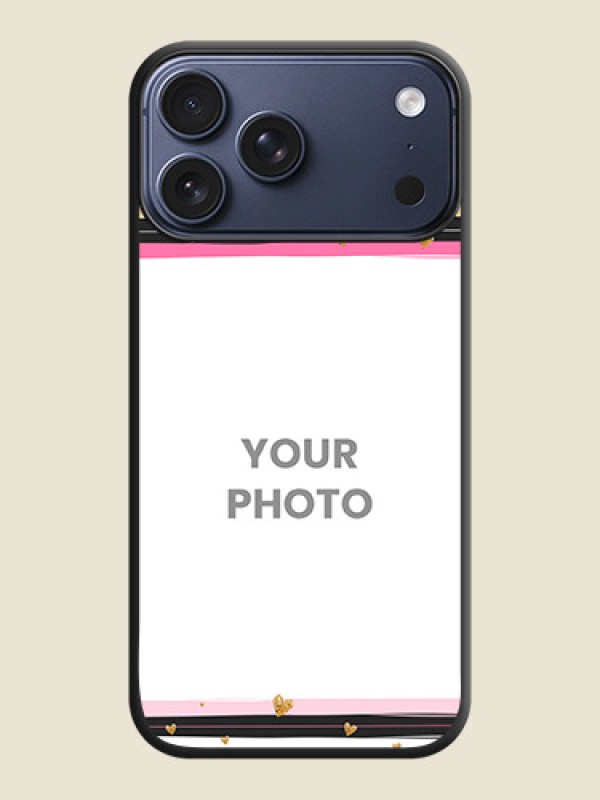 Custom Multicolor Lines and Golden Love Symbols Design on Photo On Space Black Custom Soft Matte Mobile Back Cover - Apple iPhone 17 Pro Max - alternate view