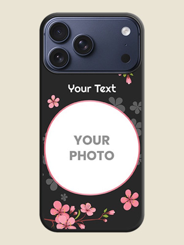 Custom Round Image with Pink Color Floral Design on Photo On Space Black Custom Soft Matte Mobile Back Cover - Apple iPhone 17 Pro Max - alternate view