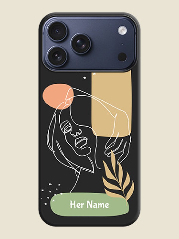 Custom Custom Text With Line Art Of Women & Leaves Design On Space Black Custom Soft Matte Mobile Back Cover - Apple iPhone 17 Pro Max - alternate view