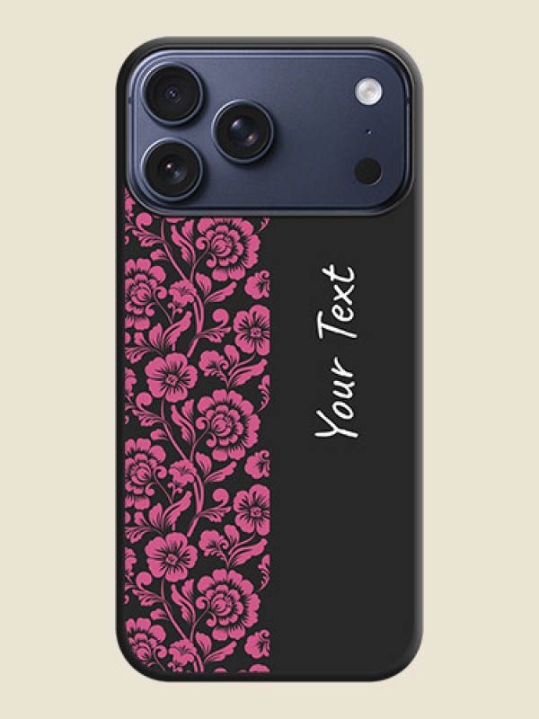Custom Pink Floral Pattern Design With Custom Text On Space Black Custom Soft Matte Mobile Back Cover - Apple iPhone 17 Pro Max - alternate view