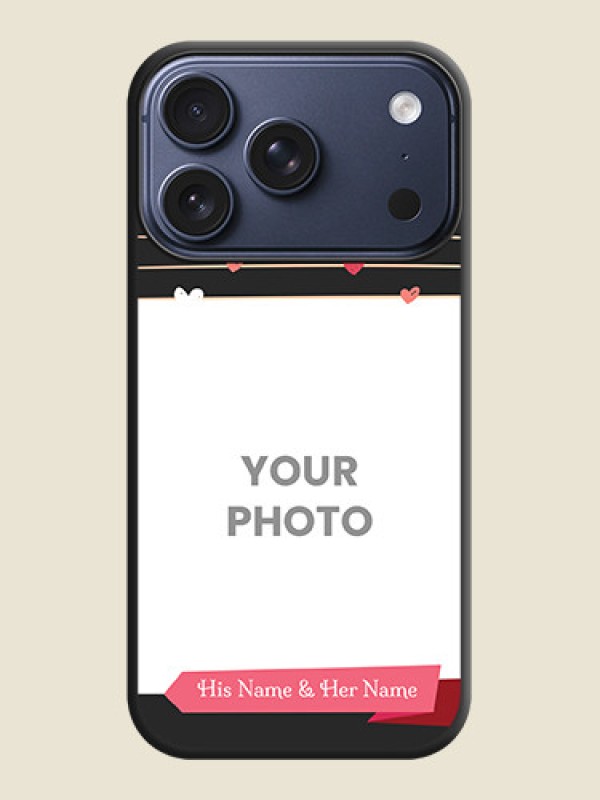 Custom Love Pattern with Name on Pink Ribbon on Photo On Space Black Custom Soft Matte Mobile Back Cover - Apple iPhone 17 Pro - alternate view