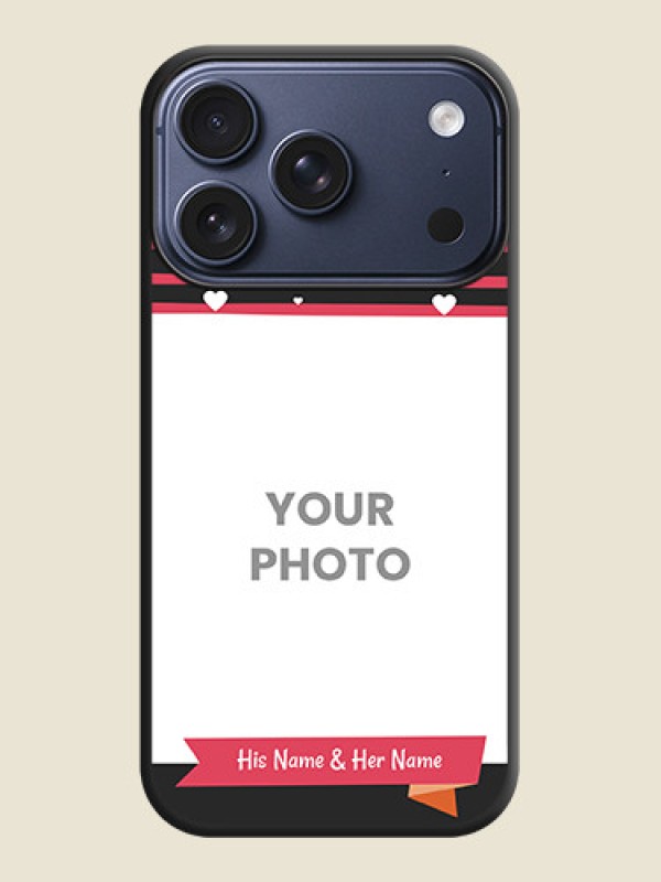 Custom White Color Love Symbols with Pink Lines Pattern On Space Black Custom Soft Matte Mobile Back Cover - Apple iPhone 17 Pro - alternate view