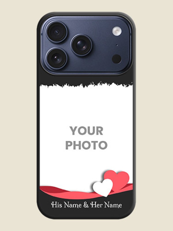 Custom Pin Color Love Shaped Ribbon Design with Text On Space Black Custom Soft Matte Mobile Back Cover - Apple iPhone 17 Pro - alternate view