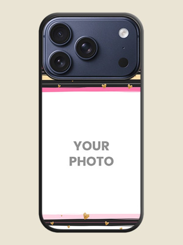 Custom Multicolor Lines and Golden Love Symbols Design on Photo On Space Black Custom Soft Matte Mobile Back Cover - Apple iPhone 17 Pro - alternate view