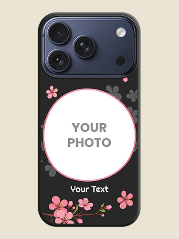 Custom Round Image with Pink Color Floral Design on Photo On Space Black Custom Soft Matte Mobile Back Cover - Apple iPhone 17 Pro - alternate view