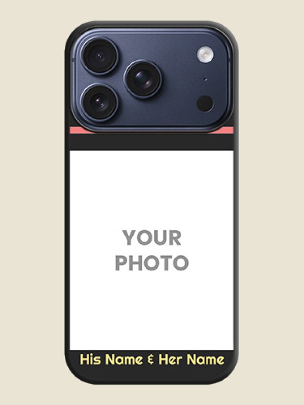 Custom Color Stripes with Photo and Text on Photo On Space Black Custom Soft Matte Mobile Back Cover - Apple iPhone 17 Pro - alternate view