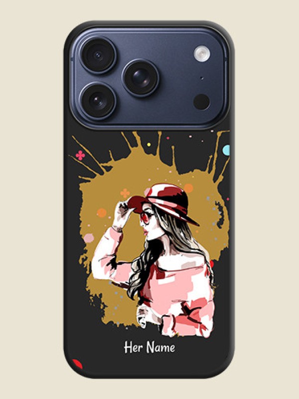 Custom Mordern Lady With Color Splash Background With Custom Text On Space Black Custom Soft Matte Mobile Back Cover - Apple iPhone 17 Pro - alternate view