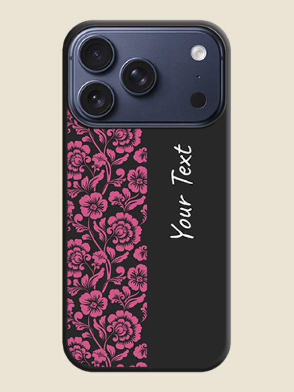 Custom Pink Floral Pattern Design With Custom Text On Space Black Custom Soft Matte Mobile Back Cover - Apple iPhone 17 Pro - alternate view