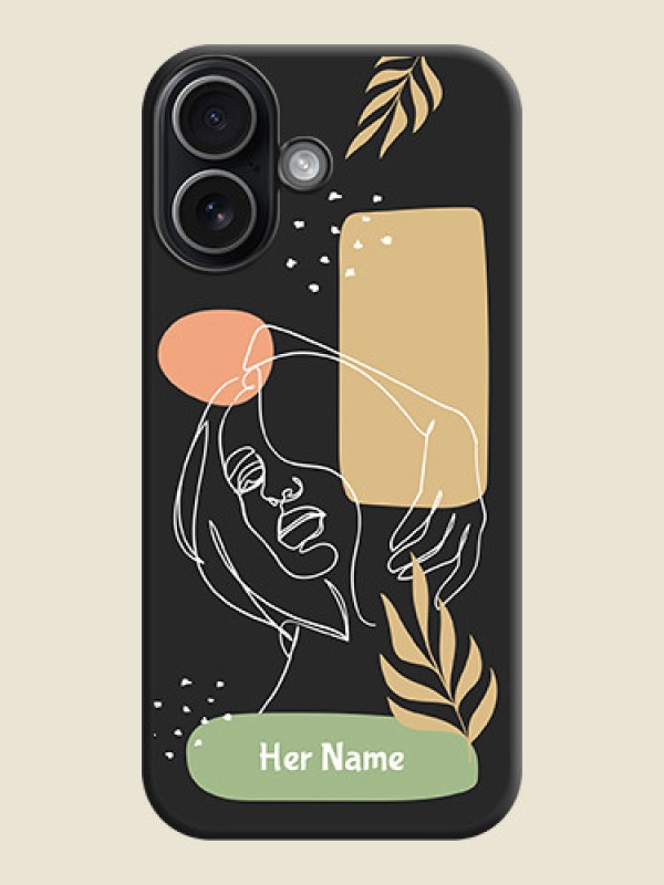 Custom Custom Text With Line Art Of Women & Leaves Design On Space Black Custom Soft Matte Mobile Back Cover - Apple iPhone 17 - alternate view
