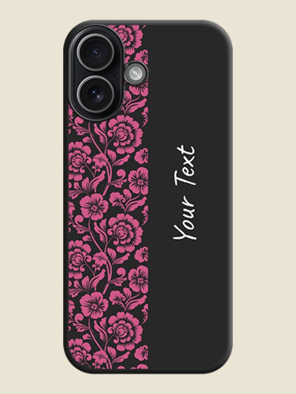 Custom Pink Floral Pattern Design With Custom Text On Space Black Custom Soft Matte Mobile Back Cover - Apple iPhone 17 - alternate view