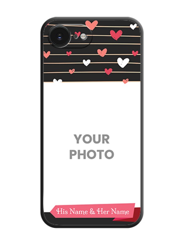 Custom Love Pattern with Name on Pink Ribbon on Photo On Space Black Custom Soft Matte Mobile Back Cover - Apple iPhone 17e - alternate view