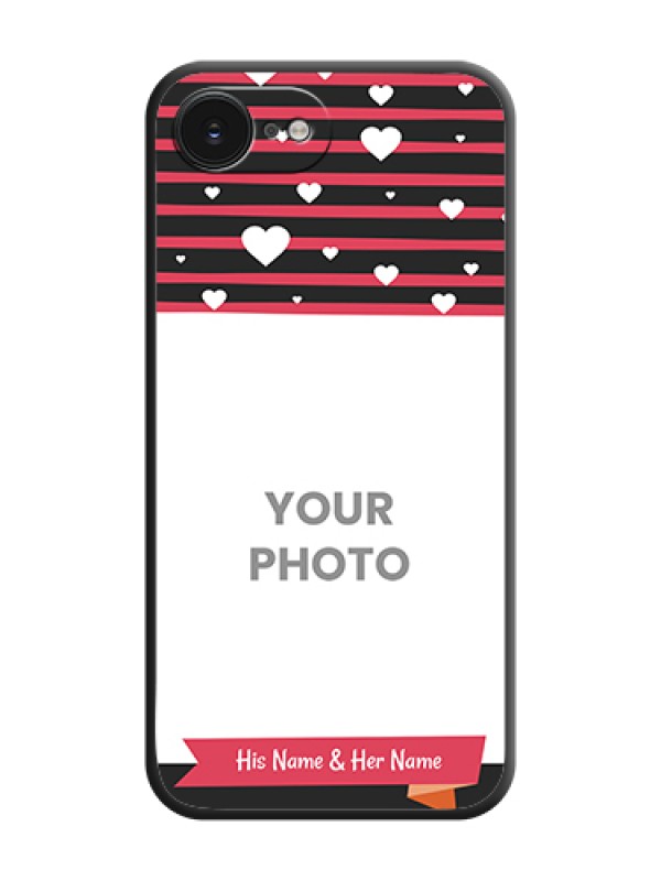 Custom White Color Love Symbols with Pink Lines Pattern On Space Black Custom Soft Matte Mobile Back Cover - Apple iPhone 17e - alternate view