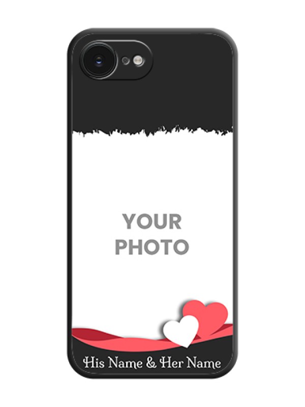 Custom Pin Color Love Shaped Ribbon Design with Text On Space Black Custom Soft Matte Mobile Back Cover - Apple iPhone 17e - alternate view