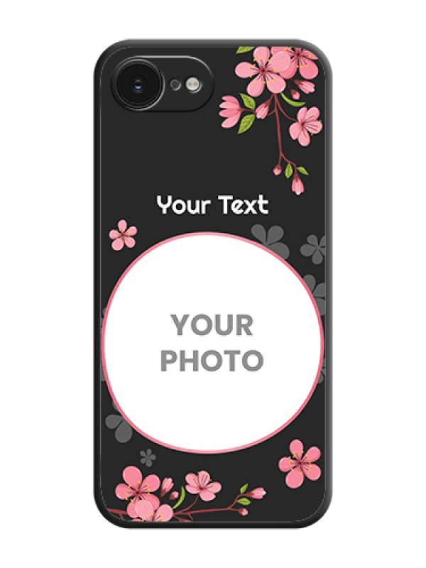 Custom Round Image with Pink Color Floral Design on Photo On Space Black Custom Soft Matte Mobile Back Cover - Apple iPhone 17e - alternate view