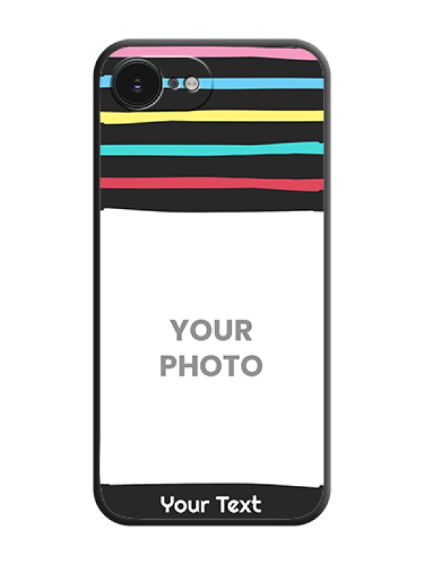 Custom Multicolor Lines with Image On Space Black Custom Soft Matte Mobile Back Cover - Apple iPhone 17e - alternate view