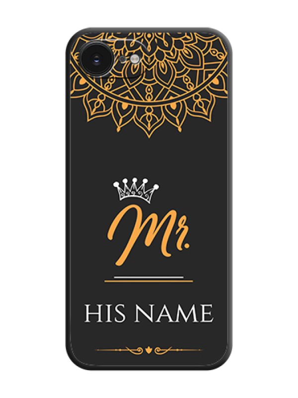 Custom Mr Name with Floral Design On Space Black Custom Soft Matte Mobile Back Cover - Apple iPhone 17e - alternate view