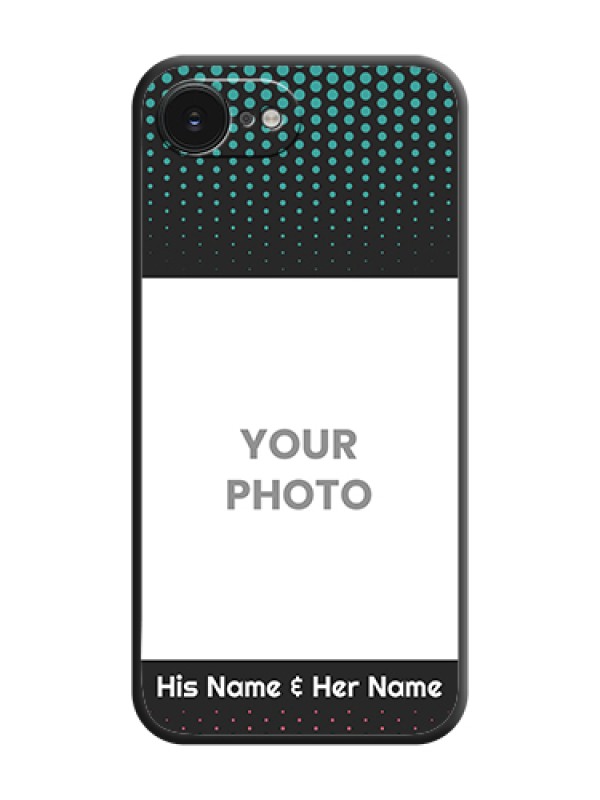 Custom Faded Dots with Grunge Photo Frame and Text On Space Black Custom Soft Matte Mobile Back Cover - Apple iPhone 17e - alternate view