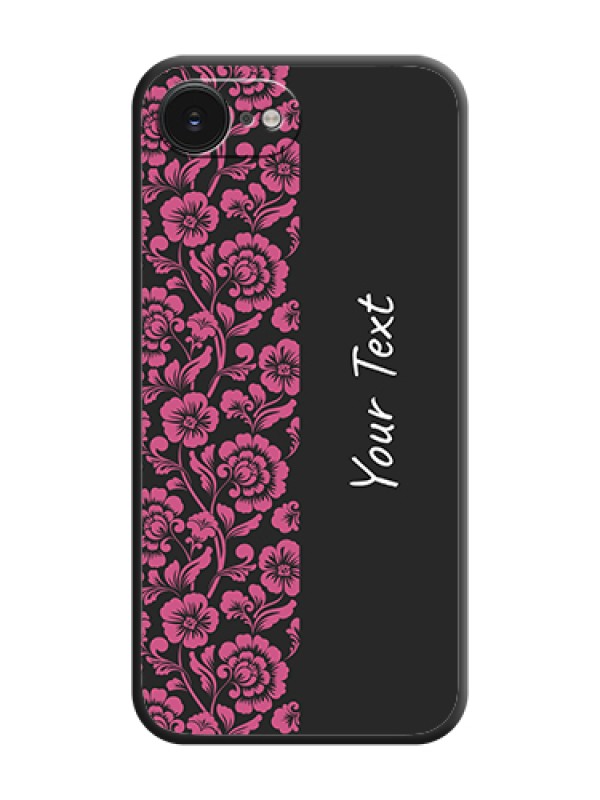 Custom Pink Floral Pattern Design With Custom Text On Space Black Custom Soft Matte Mobile Back Cover - Apple iPhone 17e - alternate view