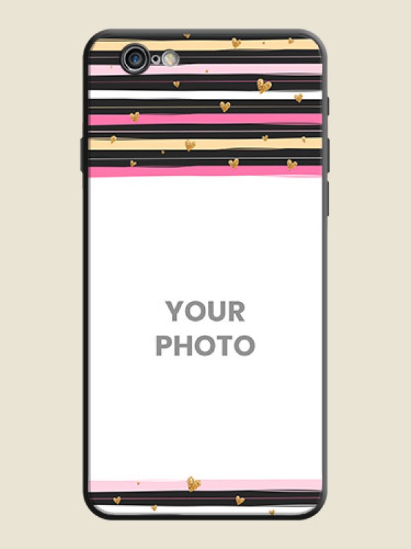 Custom Multicolor Lines and Golden Love Symbols Design - Photo on Space Black Soft Matte Mobile Cover - iPhone 6 Plus - alternate view