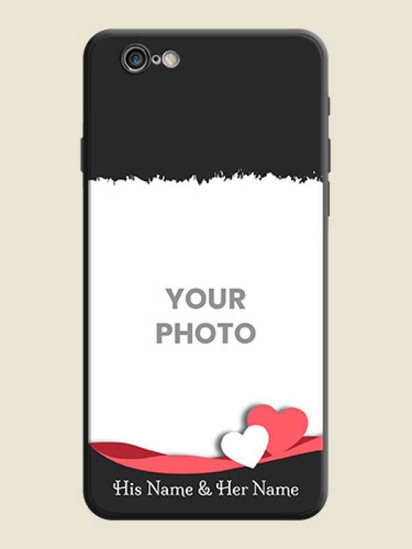 Custom Pink Color Love Shaped Ribbon Design with Text on Space Black Custom Soft Matte Phone Back Cover - iPhone 6 - alternate view