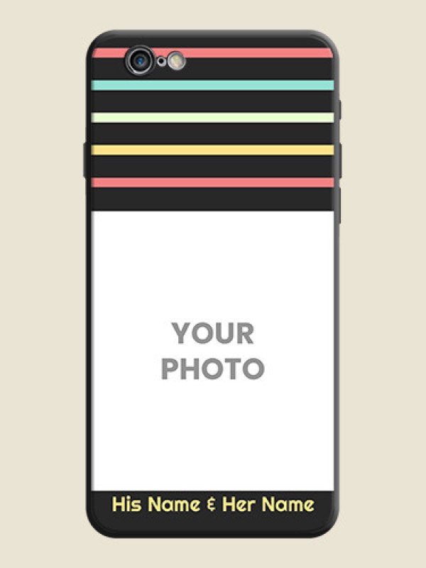 Custom Color Stripes with Photo and Text - Photo on Space Black Soft Matte Mobile Case - iPhone 6 - alternate view