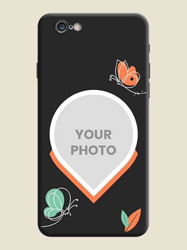 Custom Upload Pic With Simple Butterly Design On Space Black Personalized Soft Matte Phone Covers -Apple Iphone 6 - alternate view